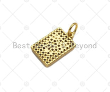 Load image into Gallery viewer, CZ Micro Pave Heart Dogtag Rectangle Shape Pendant/Charm,Cubic Zirconia Medallion Charm, Necklace Bracelet Charm Pendant, 14x9mm, Sku#LK229