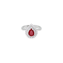 Load image into Gallery viewer, Red Teardrop CZ Silver Adjustable Ring, Sku#A160