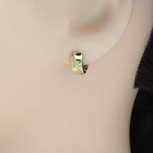 Load image into Gallery viewer, Gold Silver Thick Small Huggie with CZ Line earrings, Sku#A125