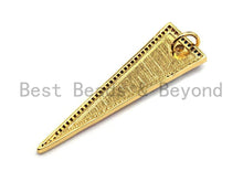Load image into Gallery viewer, CZ Colorful Micro Pave Flat Triangle Gold Pendant, Triangle Shaped Pave Pendant, Gold plated, 14x48mm, Sku#F875