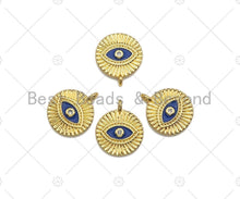 Load image into Gallery viewer, Cobalt Enamel CZ Micro Pave Evil Eye on Disc Pendant/Charm, Lucky eye Cubic Zirconia Pendant, Evil Eye Charm,13x15mm,Sku#L306