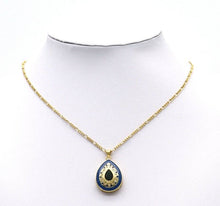 Load image into Gallery viewer, Large Gold CZ Enamel Teardrop Shape Focal Pendant, Sku#LK727