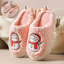 Load image into Gallery viewer, Women's Snowman Slippers - Warm Plush Winter Indoor House Shoes with Anti-Slip Sole