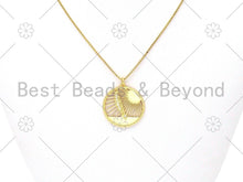 Load image into Gallery viewer, CZ Micro Pave Sun Light with Arrow Round Pendant,18K Gold Filled Charm,Necklace Bracelet Charm Pendant,27x29mm,Sku#L583