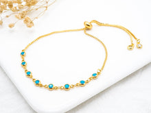 Load image into Gallery viewer, Turquoise CZ Chain Sliding Bracelet, A52