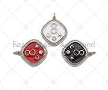 Load image into Gallery viewer, Colorful Enamel Pave Infinity Moon Star On Rhombus Pendant, Gold Enamel Rhombus Pendant, Pave Enamel Jewelry Findings,20x23mm,Sku#L440