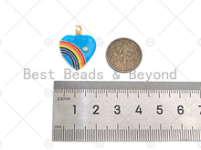 Load image into Gallery viewer, Rainbow Enamel Heart Pendant, Vintage Rainbow Heart Charms, Enamel with CZ Heart Charm, 21x18mm,sku#F1359