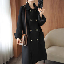 Load image into Gallery viewer, Long Below-the-Knee Double-Breasted Wool Coat In Korean Style