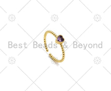 Load image into Gallery viewer, Violet CZ Heart Shape Adjustable Ring, Sku#X227