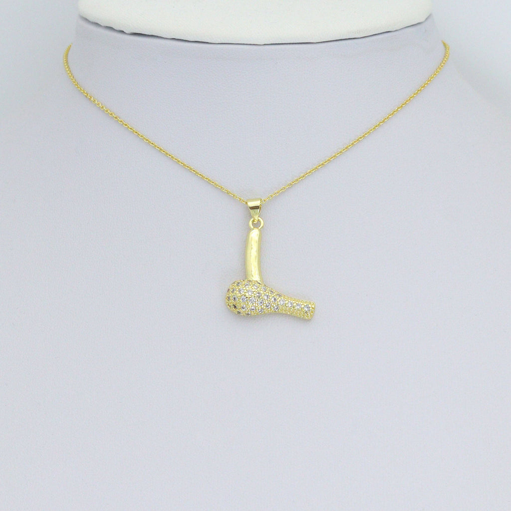 Clear CZ Hair Dryer Charm Pendant, Sku#LK1147
