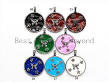 Load image into Gallery viewer, 35mm LARGE Enamel Colorful Round With Flower Butterfly Penda