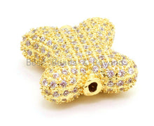 Load image into Gallery viewer, CZ Micro Pave Bow Spacer Beads with Clear Crystal for Bracelet/Necklace, Cubic Zirconia Beads 17x15x7mm, sku#G63