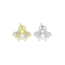 Load image into Gallery viewer, Clear CZ Gold Silver Pearl bee Insect Shape Charm Pendant, Sku#A459