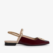Load image into Gallery viewer, The Rosalinda Burgundy Patent Leather Women Flat Slingback Sandal
