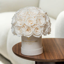 Load image into Gallery viewer, Essence Beige Suede Superdome Box | White Roses