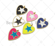 Load image into Gallery viewer, Enamel Colorful Star On Heart Shape Pendant, Enamel Jewelry,Sku#L486