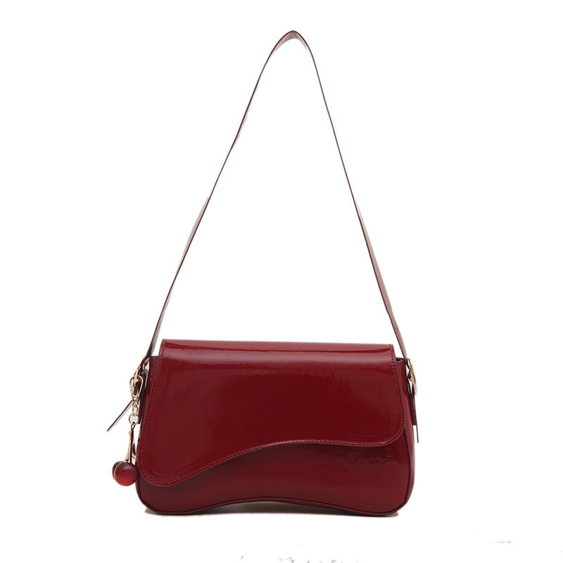 Small Square PU Leather Shoulder Bag | Work & Commute Underarm Bag