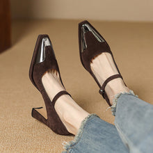 Load image into Gallery viewer, Women's Retro Square Toe Mary Jane Heels with Buckle Strap - Chunky High Heel Pumps