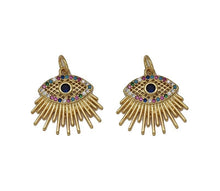 Load image into Gallery viewer, Gold Colorful CZ Evil Eye With Light beam Charm, Sku#LX92
