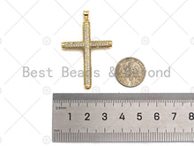 Load image into Gallery viewer, Large CZ Micro Pave Gold Cross Shape Pendant, Sku# LK142