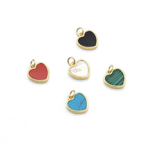 Load image into Gallery viewer, White mother of pearl Red black turquoise green Heart Charm, Sku#LX221