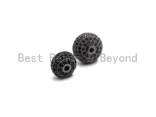 Load image into Gallery viewer, Black CZ Pave On Black Micro Pave Roundel Spacer Beads with Black Crystal for Bracelet, Spacer Beads,8x12/6x10mm, sku#G415