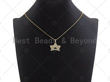 Load image into Gallery viewer, 18K Gold Micro CZ Pave King Crown Pendant, Gold Crown Charm,  Crown Beads, Jewelry Findings, 25x22mm,sku#LK44