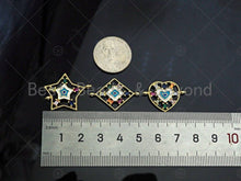Load image into Gallery viewer, Colorful CZ Heart Star Eye Shape Connector, Heart Jewelry, Star Connector, Eye Connector, 22x25mm,Sku#LD78