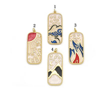 Load image into Gallery viewer, CZ Gold Enamel Rectangle Dog Tag Charm, Sku#LX148