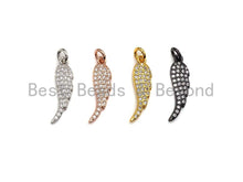 Load image into Gallery viewer, CZ Micro Pave Angel Wing Pendant/Charm, Cubic Zirconia Pendant Charm, 6x23mm,sku#X115