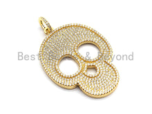 Load image into Gallery viewer, CZ Clear/Black Micro Pave Skull Pendant, CZ Pave Pendant, Go
