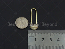 Load image into Gallery viewer, 18K Gold CZ Micro Pave Heart Lock Pendant, CZ Micro Pave Heart pendant, Lock Pave pendant, 11x34mm, sku#LK16