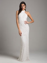 Load image into Gallery viewer, Lara Lattice-Beaded Halter Neck Sheath Wedding Gown