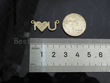 Load image into Gallery viewer, Gold Filled CZ Micro Pave I Love U Heart Shape Pendant, 18K Gold Filled Love Charm, Necklace Bracelet Pendant,11x24mm,Sku#LD106