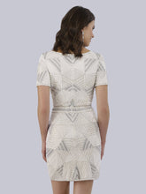 Load image into Gallery viewer, Becky Beaded Faux-Wrap Short Sleeve Cocktail Dress