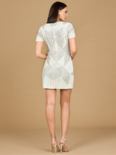 Load image into Gallery viewer, Becky Beaded Faux-Wrap Short Sleeve Cocktail Dress