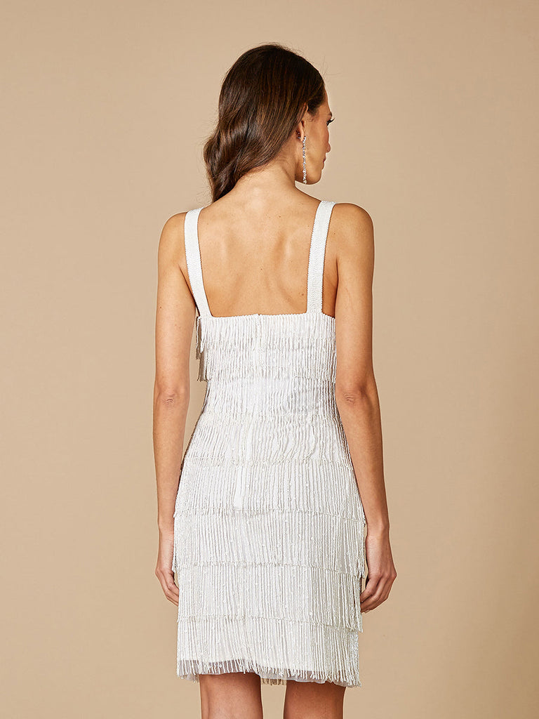 Lara Dakota Beaded Fringe Short Wedding Dress