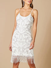 Load image into Gallery viewer, Lara Demi Beaded Short Fringe Wedding Dress