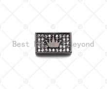 Load image into Gallery viewer, CZ Large Hole Crown On Cuboid Spacer Micro Pave Beads, Cubic Zirconia Cuboid  Space Beads, Men's Bracelet Findings, 13x7mm, SKU#LD08