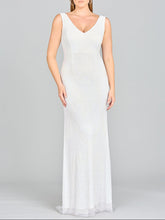 Load image into Gallery viewer, Lara Erika Beaded Draped Cowl Back V-Neck Wedding Dress