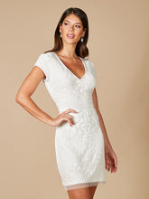 Load image into Gallery viewer, Lara Cam V-Neck Beaded Mini Sheath Dress