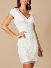 Load image into Gallery viewer, Lara Cam V-Neck Beaded Mini Sheath Dress