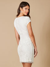 Load image into Gallery viewer, Lara Cam V-Neck Beaded Mini Sheath Dress