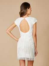 Load image into Gallery viewer, Lara Candie V-Neck Beaded Mini Dress with Fringe