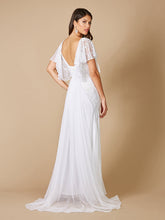 Load image into Gallery viewer, Lara Greyson Beaded Flutter Sleeve Wedding Dress