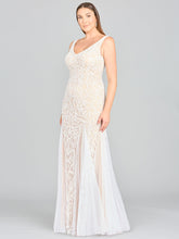 Load image into Gallery viewer, Lara Greta Beaded V-Neck Tulle Wedding Dress with Contrast Lining