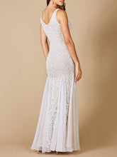 Load image into Gallery viewer, Lara Greta Beaded V-Neck Tulle Wedding Dress with Contrast Lining