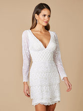 Load image into Gallery viewer, Lara Goldie Beaded V-Neck Mini Dress