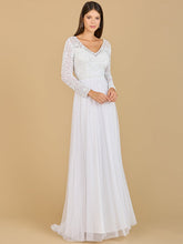 Load image into Gallery viewer, Long Sleeve Bridal Gown with Flowy Skirt