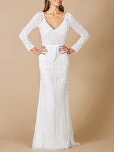 Load image into Gallery viewer, Lara Grant Long Sleeve Beaded Wedding Dress